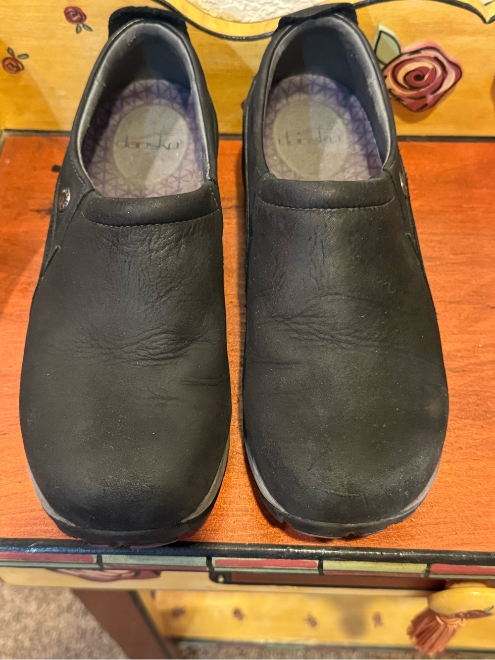 Dansko Patti Slip-On Clogs in Nubuk Black